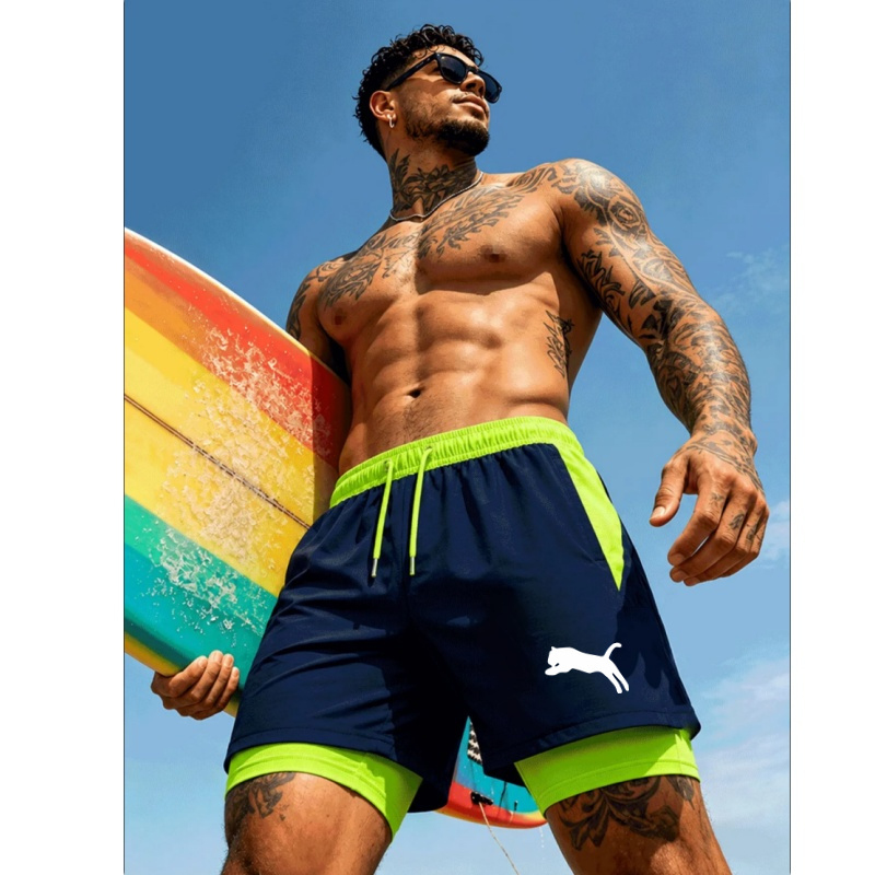 Compression Shorts Athletes - Мужские компрессионные шорты 2-в-1 с принтом
