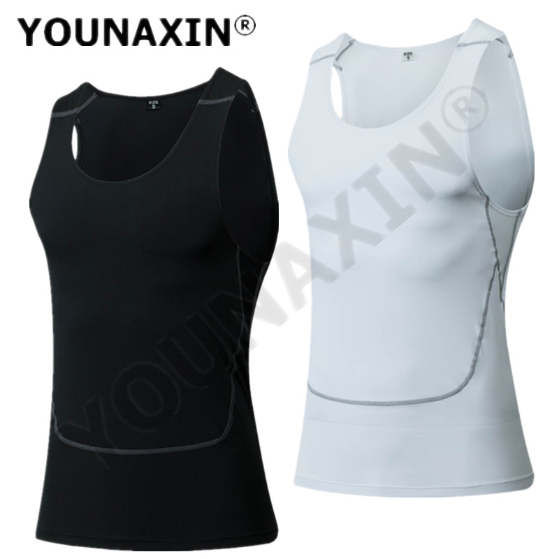 Base Layer Top - Мужская Черная Спортивная Облегающая майка, Обтягивающая