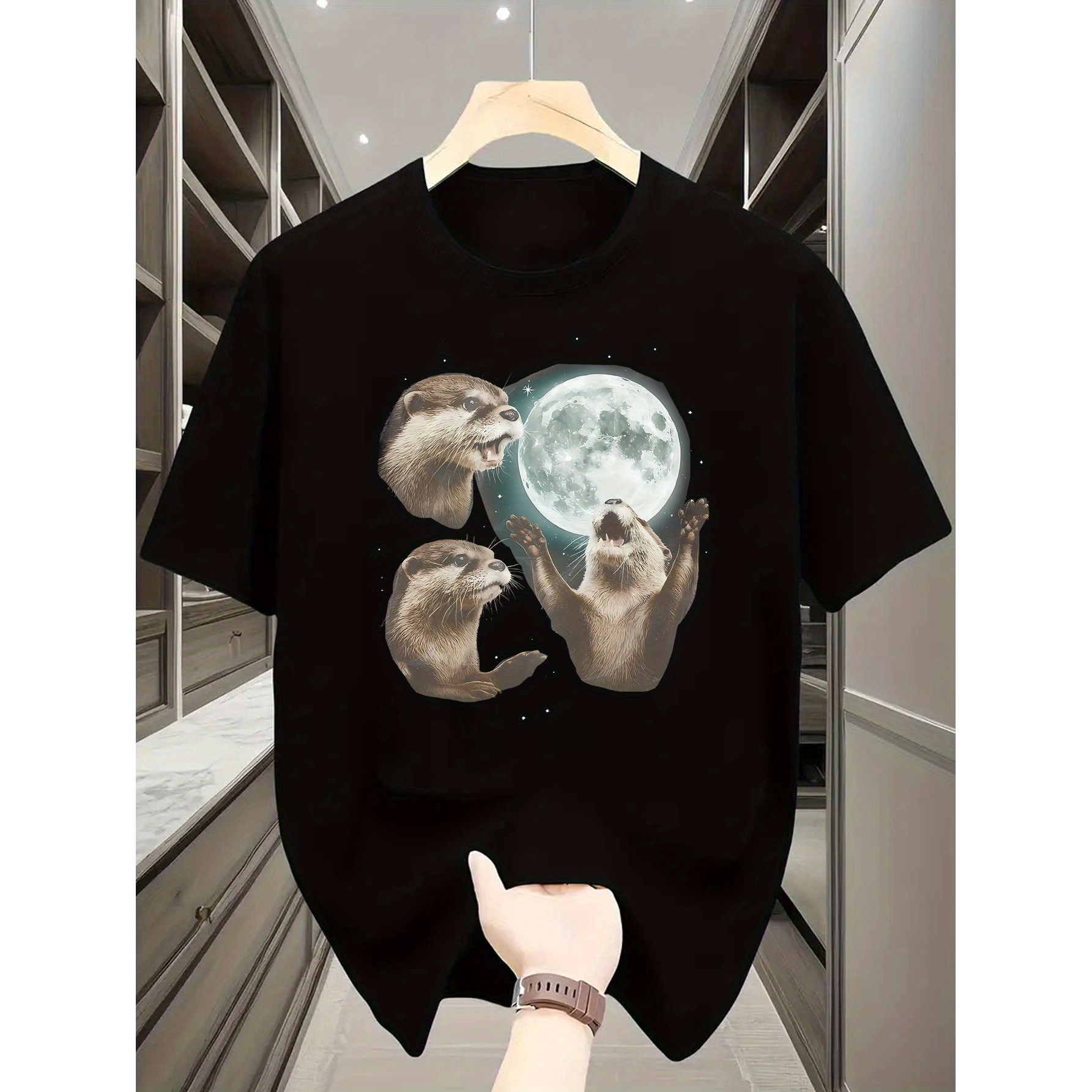 Undershirt Crew Neck - Мужская футболка с принтом Playful Otters
