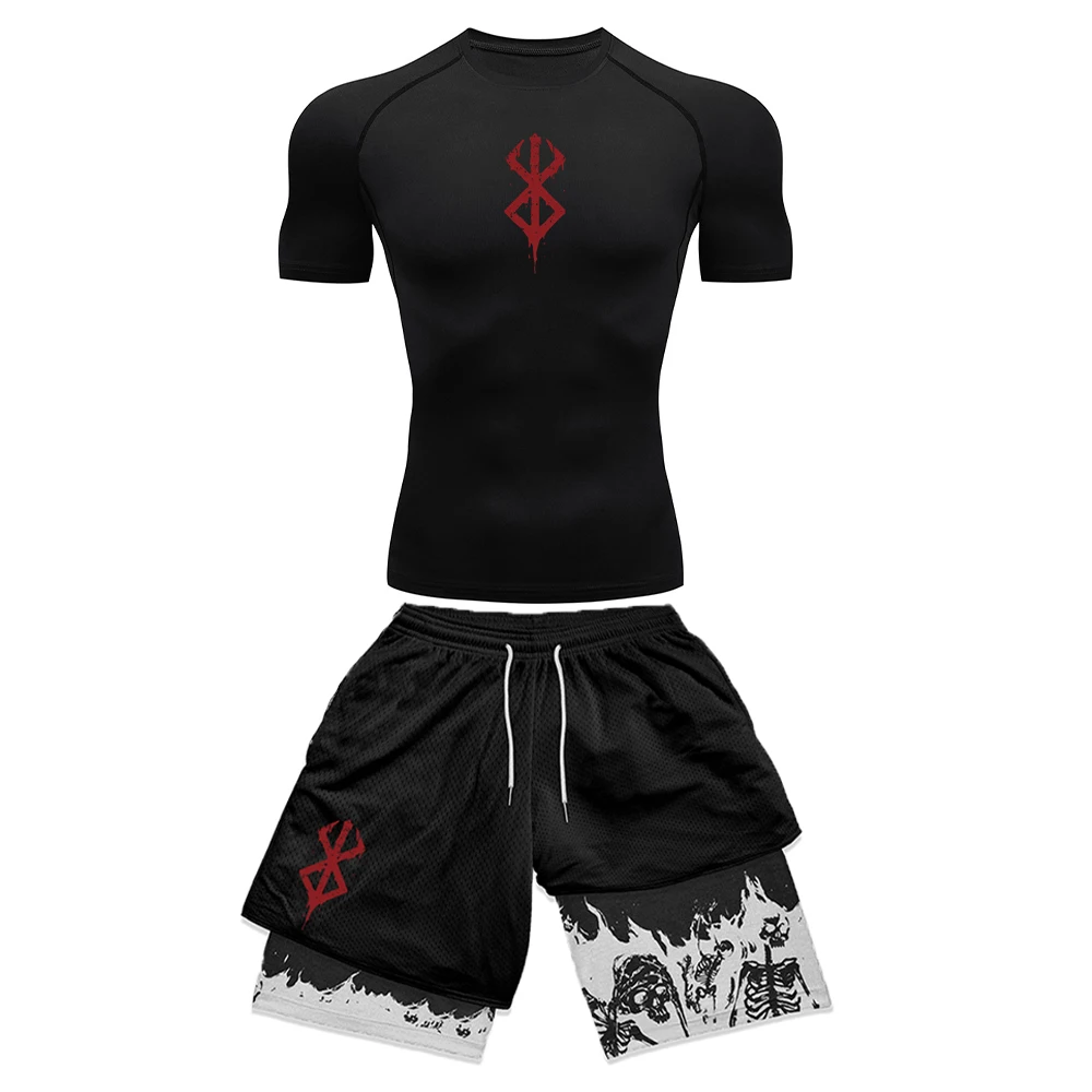 Compression Shorts Athletes - Мужской компрессионный комплект с 3D принтом