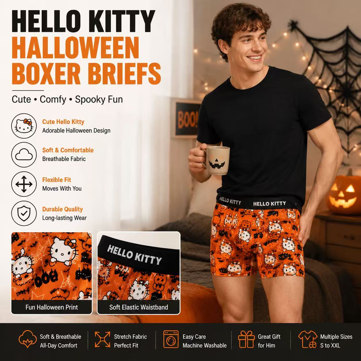 Quick Dry Underwear - Мужские спортивные трусы-боксеры с принтом Hello